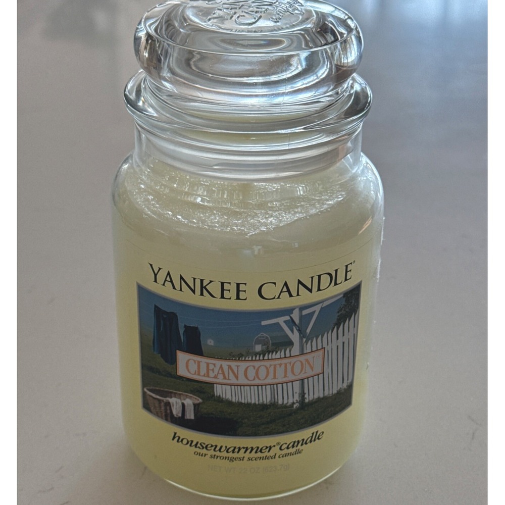Yankee Candle Clean Cotton Large Jar Single Wick Candle 22oz Pure Plant Extract